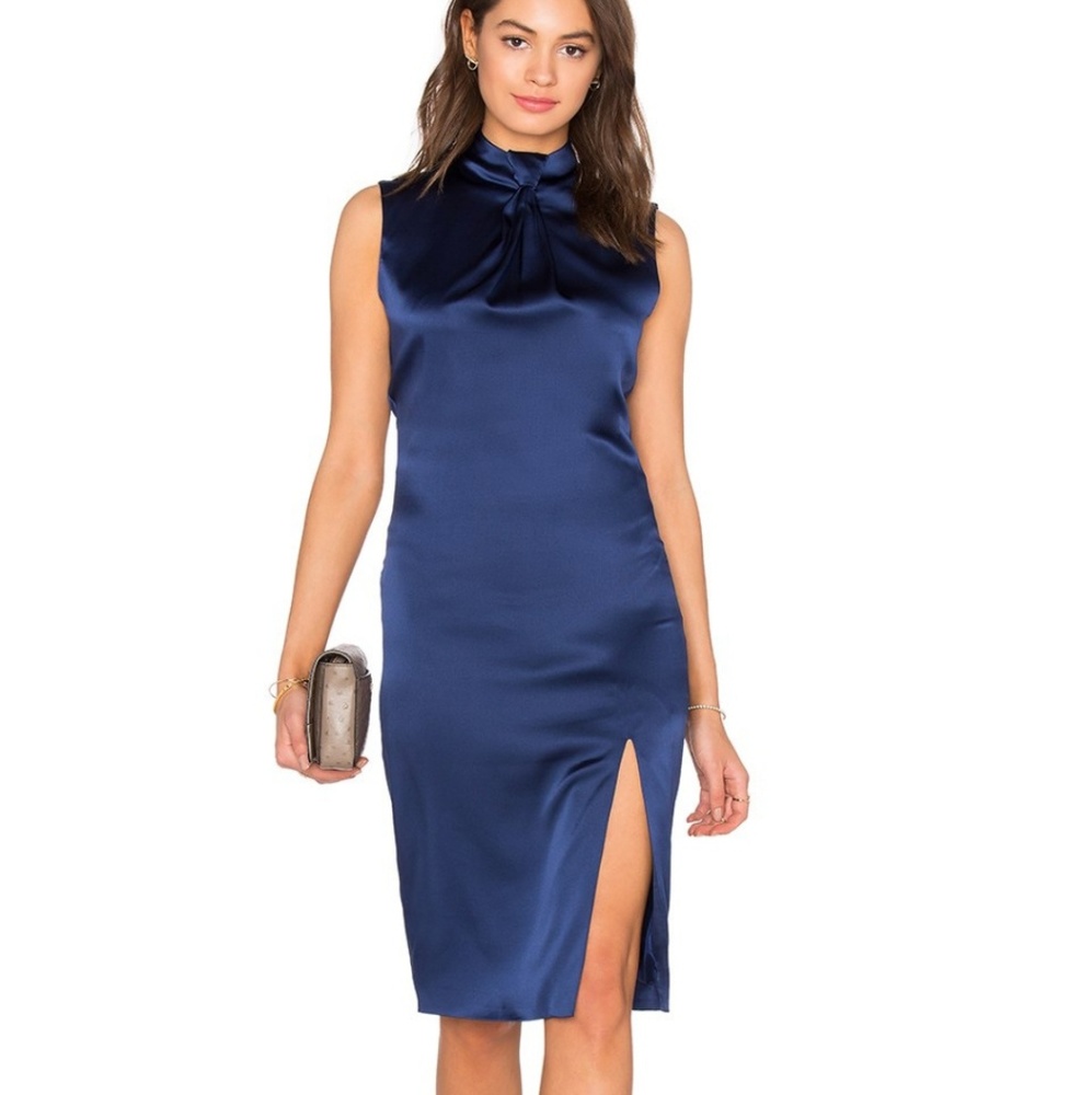 Olcay Gulsen Navy Silk Tie Dress